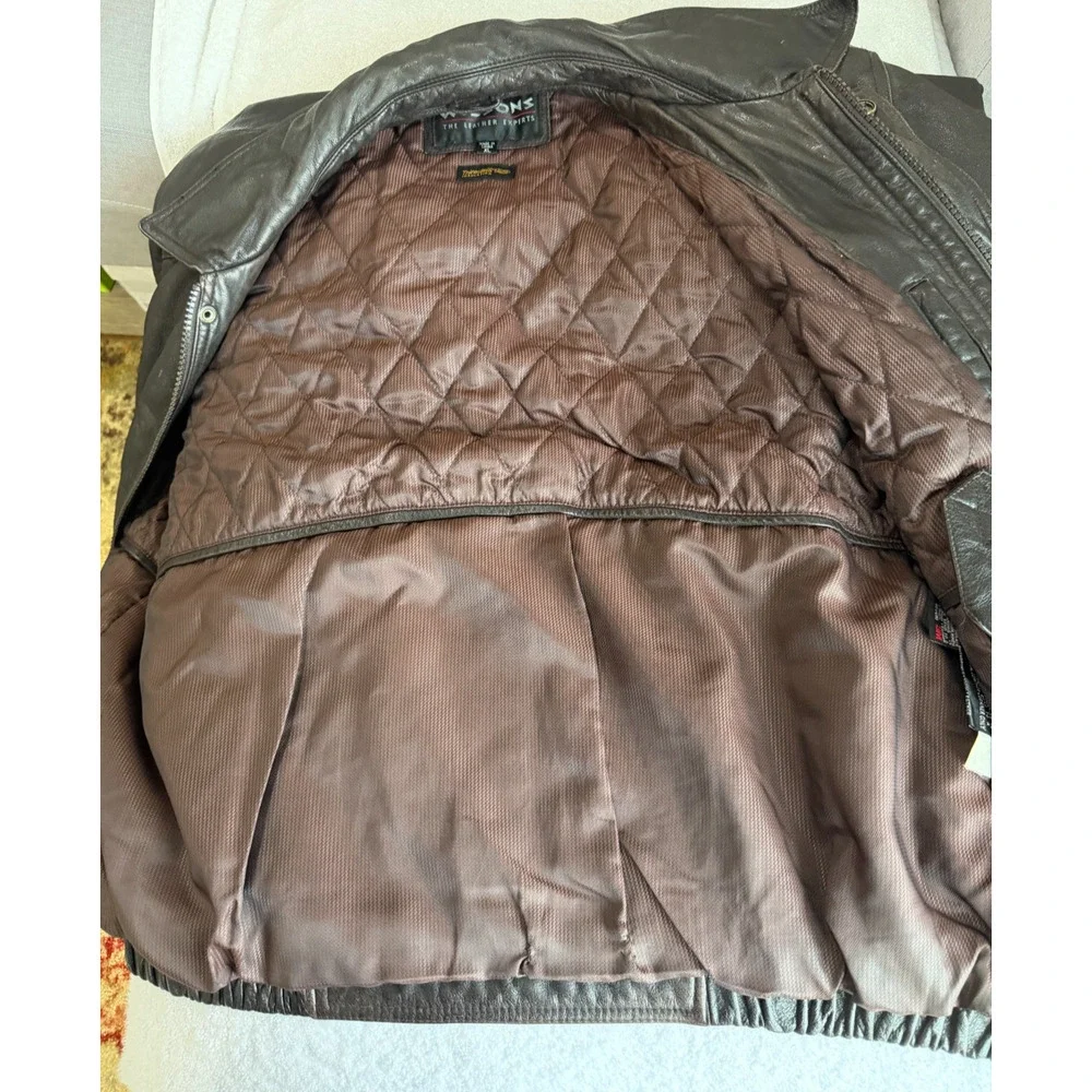 vintage Wilsons Leather Thinsulate Brown Bomber Jacket Men's Size X Large lined